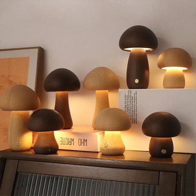 lampe champignon noyer tactile