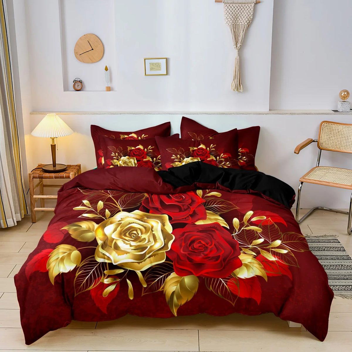 parure de lit roses rouges romantique douille