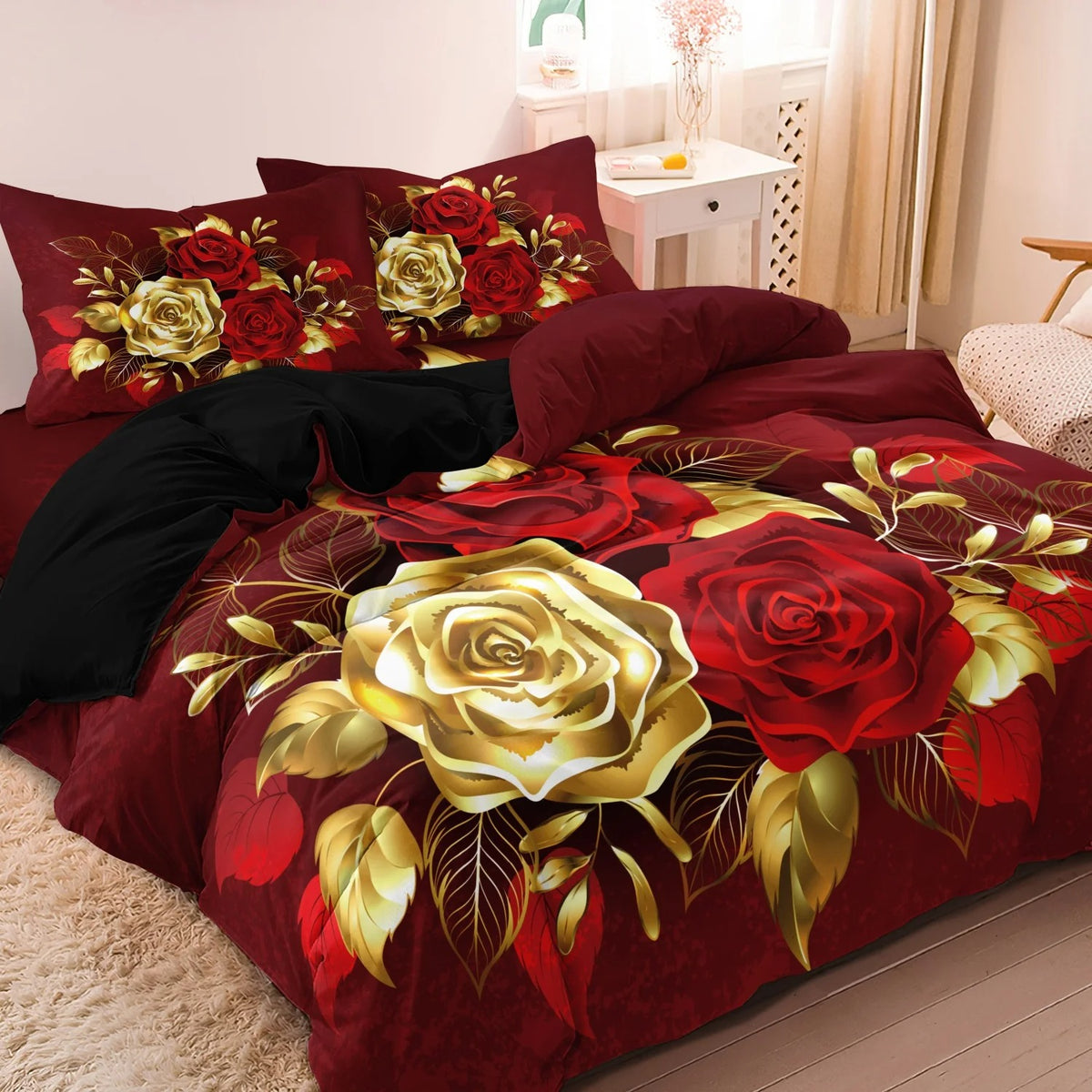 Parure de lit  roses-rouges-romantique-jolie