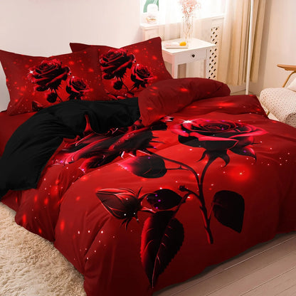 parure de lit roses rouges romantique confort