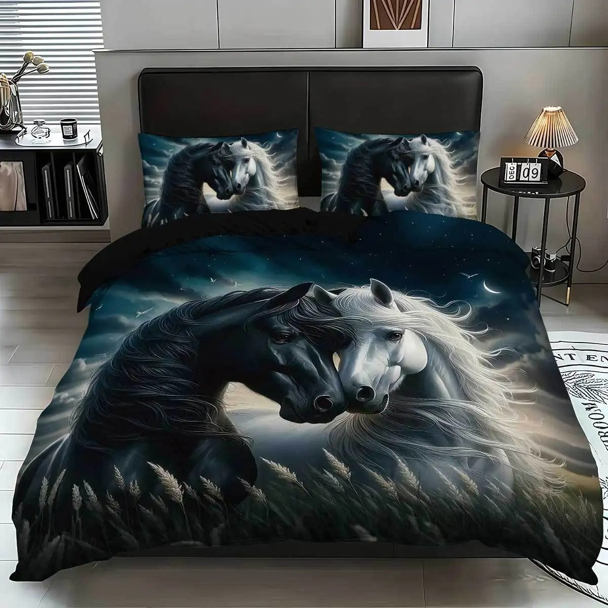parure de lit cheval 3D commode