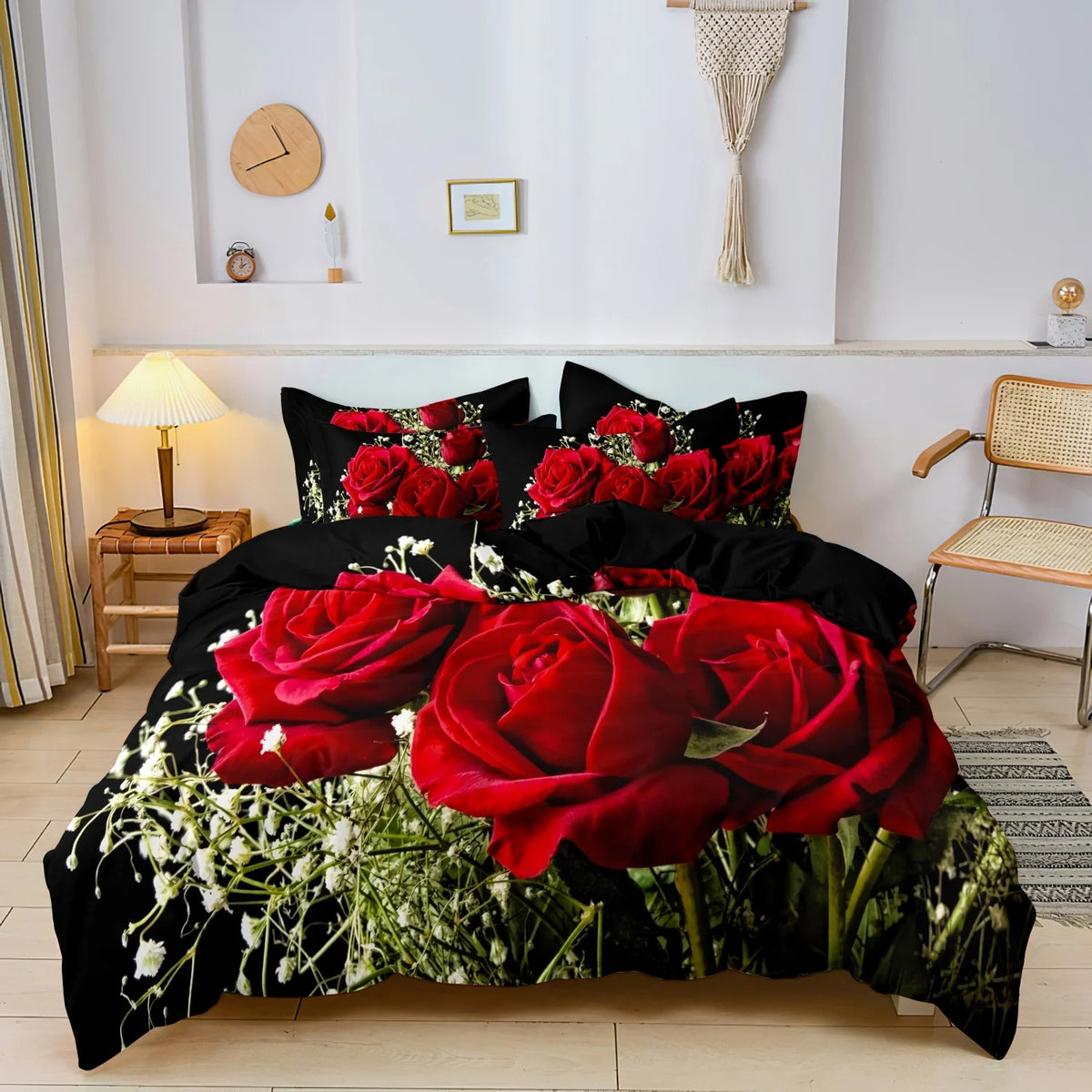 parure de lit roses rouges romantique  utile